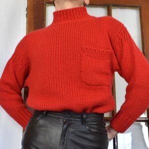 Vintage Laura Peterson Red Knit Turtle Neck Shirt